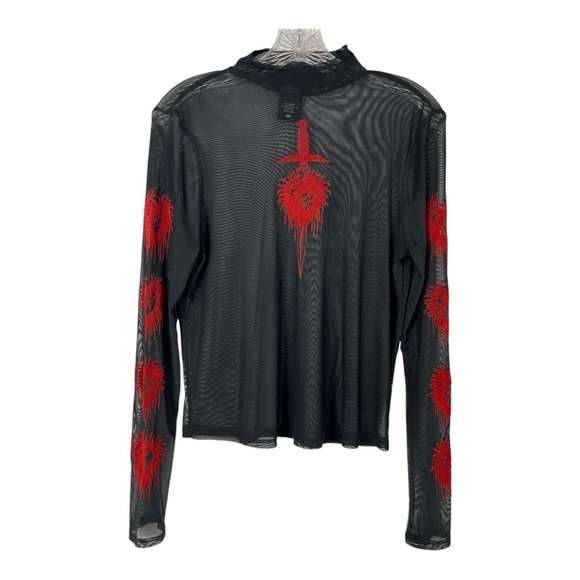 Hot Topic Social Collision Heartbreaker Mesh Top Goth Halloween Black Sz M - Picture 1 of 9